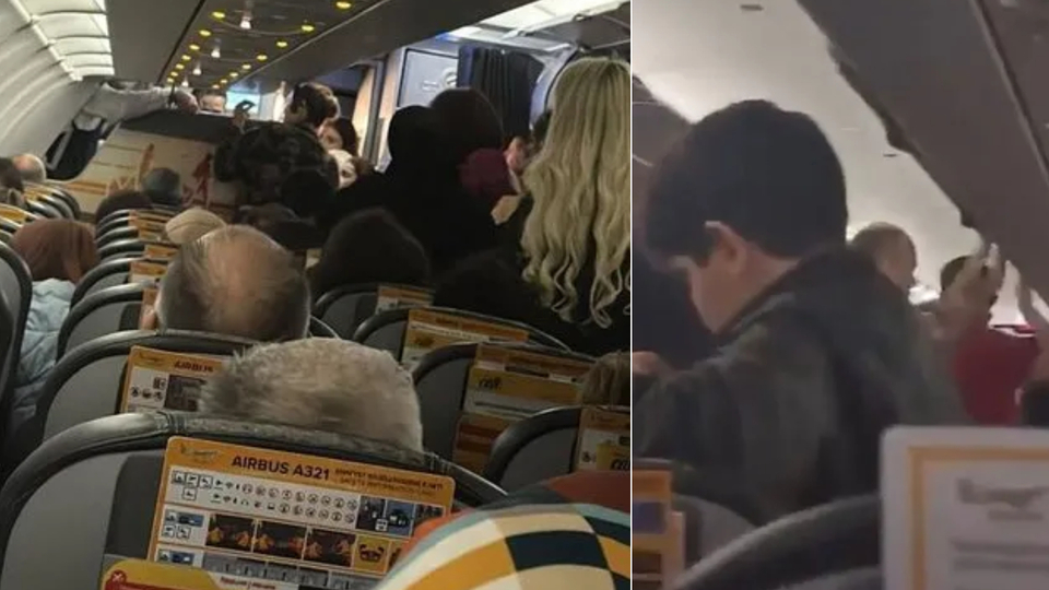 Pegasus uçağında panik