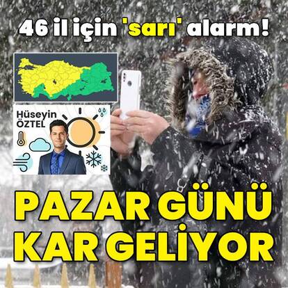  46 kente "sarı" alarm uyarısı! Pazar günü kar geliyor!