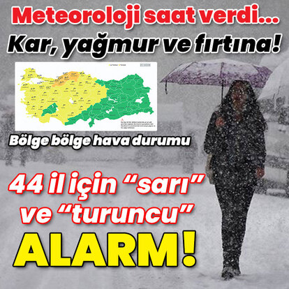  Kar, yağmur ve fırtına! 44 il için "sarı" ve "turuncu" alarm!