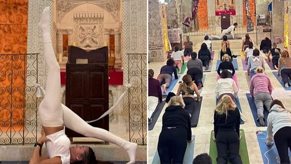 Kilisede yoga tepki çekti