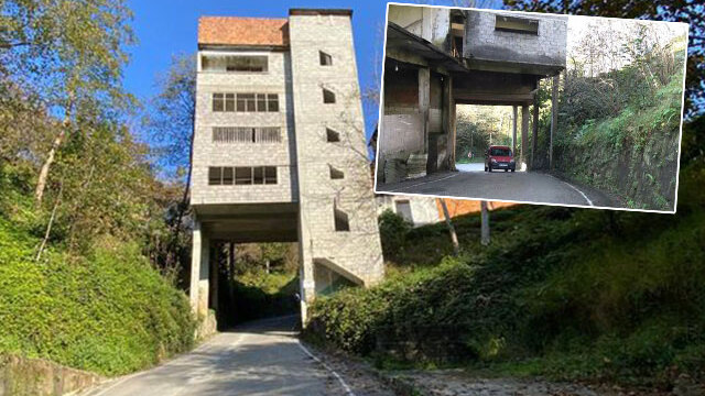 Üstü 4 katlı yapı... Altı karayolu!