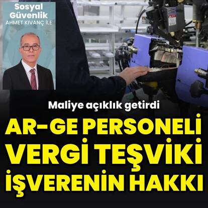 AR-GE personel teşviki işverenin hakkı