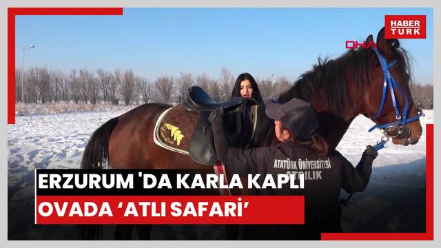  ERZURUM 'da karla kaplı ovada 'atlı safari'