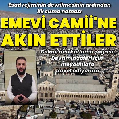 Esad rejiminin devrilmesinin ardından Emevi Camii'nde ilk cuma namazı