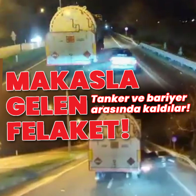 Makasla gelen felaket! Tanker ve bariyer arasında kaldılar