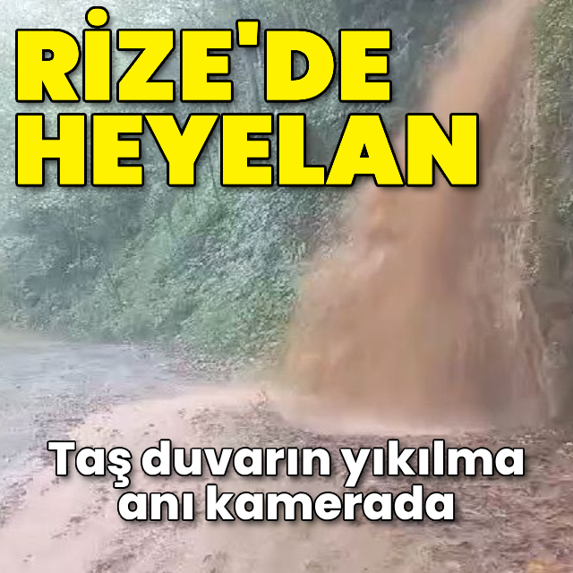 Rize'de heyelan! Taş duvarın yıkılma anı kamerada