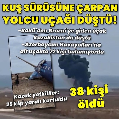  Kazakistan'da yolcu uçağı düştü