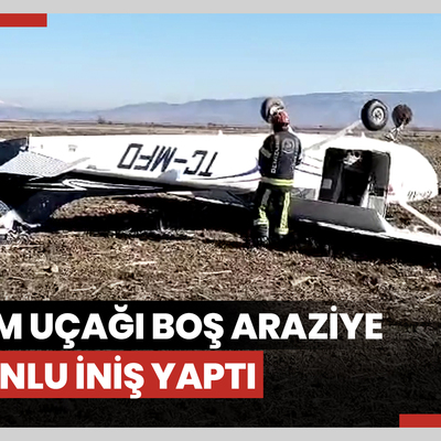 Eğitim uçağı boş araziye zorunlu iniş yaptı