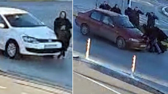 Böyle kaza görülmedi! Yaya geçidinde 2 araç çarptı!