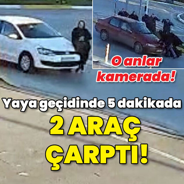 Böyle kaza görülmedi! Yaya geçidinde 2 araç çarptı!