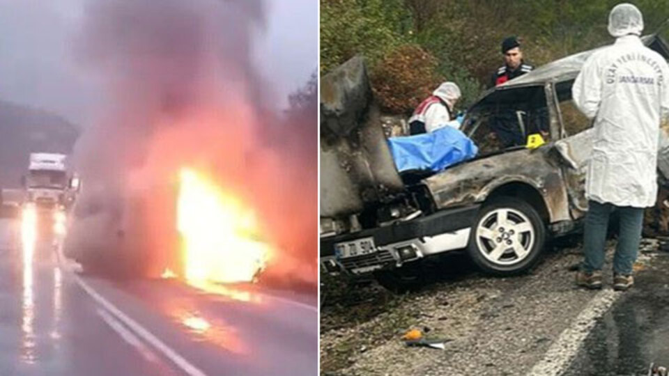 Ölü ve yaralılar var! Yanan otomobilden çıkamadı!