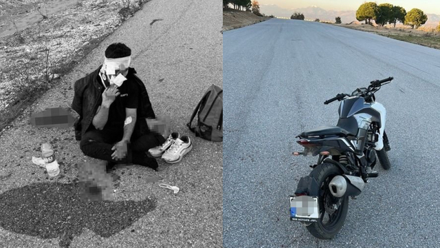 Uçak pistinde motosiklet kazası!