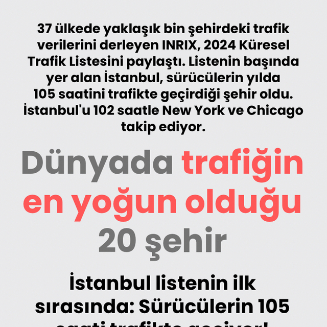 Dünyada trafiğin en yoğun olduğu 20 şehir