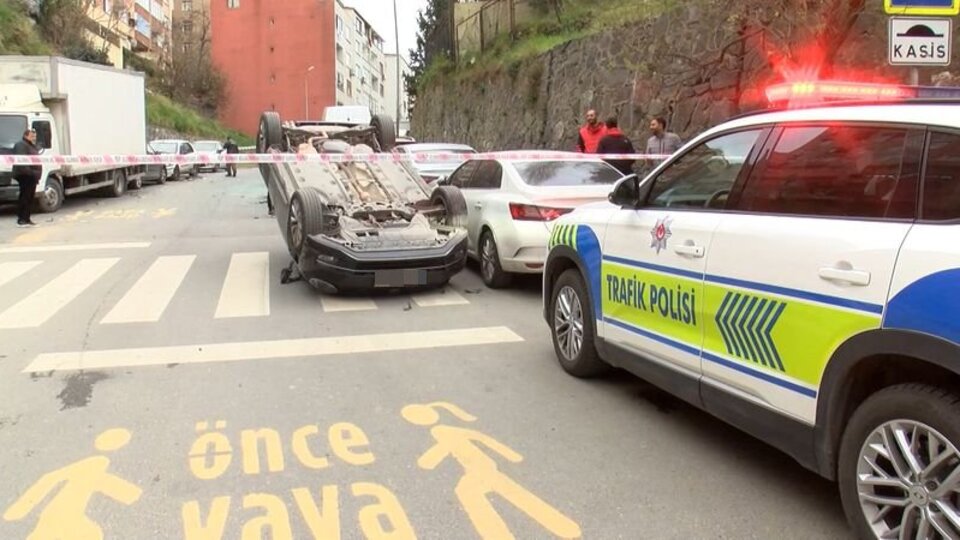 7 araca çarpıp takla attı!