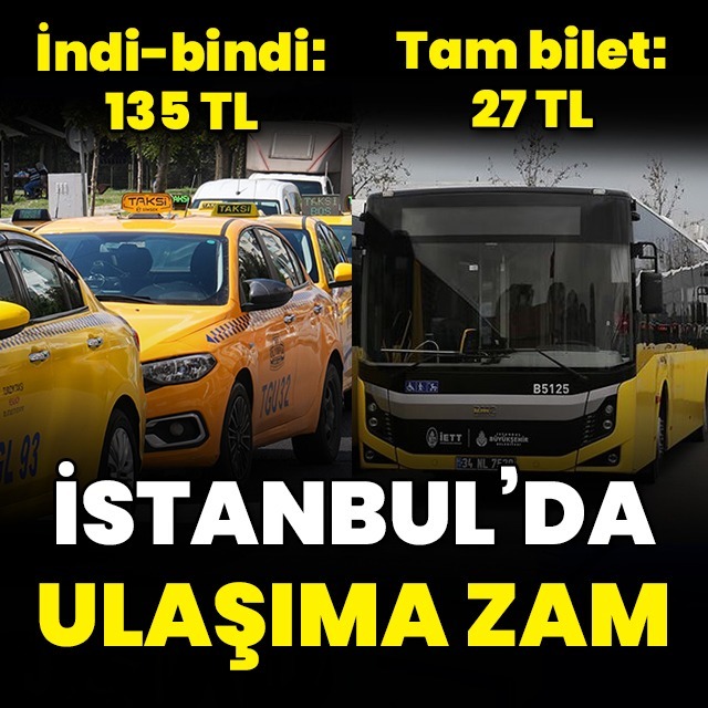 İstanbul'da ulaşıma yüzde 35 zam