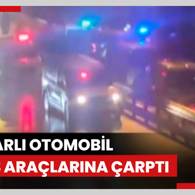 Üsküdar'da denetimden kaçan çakarlı otomobil polis araçlarına çarparak durduruldu