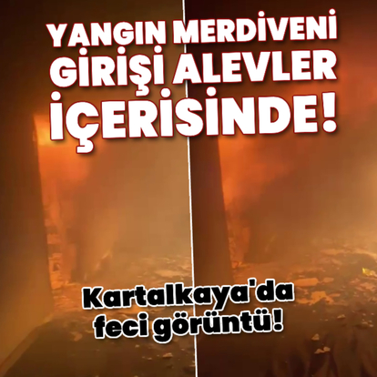  Yangın merdiveni girişi alevler içerisinde!
