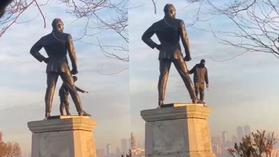 Atatürk anıtına çirkin saldırı!