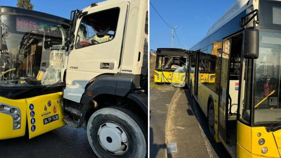 Aynı caddede 3 İETT otobüsü kazaya karıştı