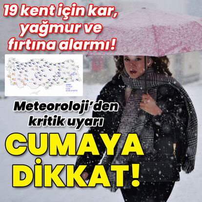 19 kent için kar, yağmur ve fırtına uyarısı!