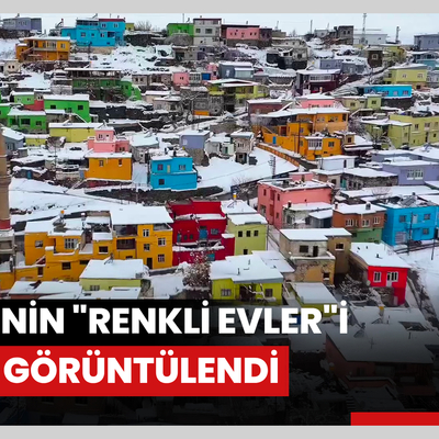 Beyaz örtüyle kaplanan Kayserinin "renkli evler"i dronla görüntülendi