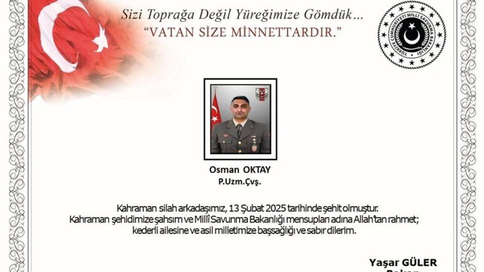 Taciz ateşinde yaralanan asker şehit oldu