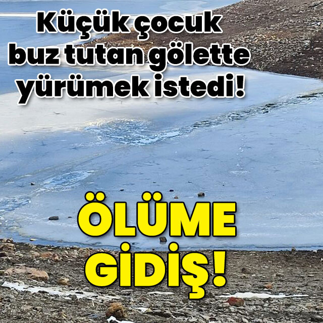 Küçük çocuğun buz tutan gölette ölüm yürüyüşü!