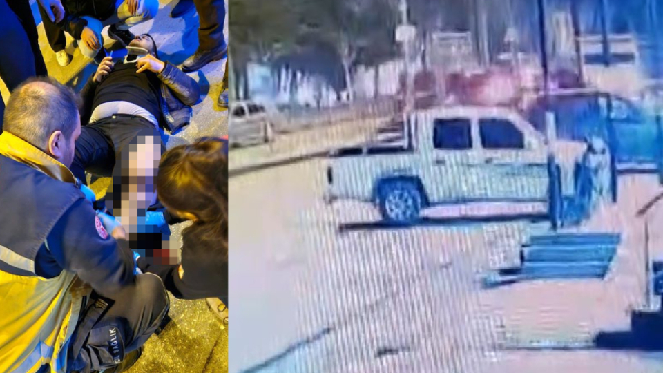 Köpeklerden kaçarken kamyonet çarptı