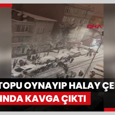 Sultangazi'de sokakta kar topu oynayıp halay çeken vatandaşlar arasında kavga çıktı