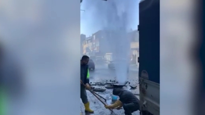 İSKİ'ye ait su borusu patladı