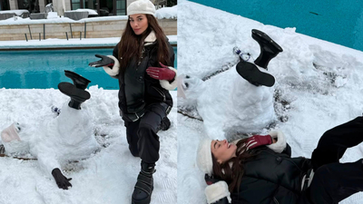 Ünlü oyuncunun kardan adam tarzı