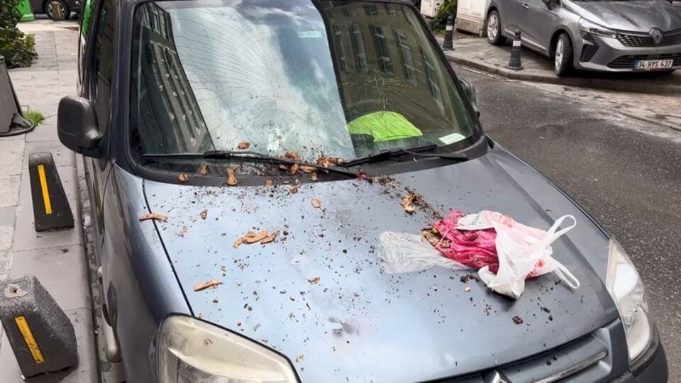 6.kattan atılan çöp, camı kırdı!