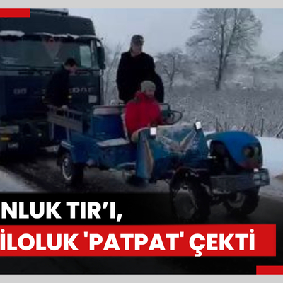 Karda kalan 25 tonluk TIR’ı, 750 kiloluk 'patpat' çekti; o anlar kamerada
