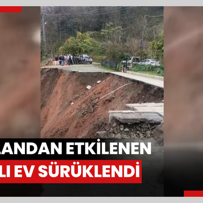Heyelandan etkilenen 2 katlı ev sürüklendi