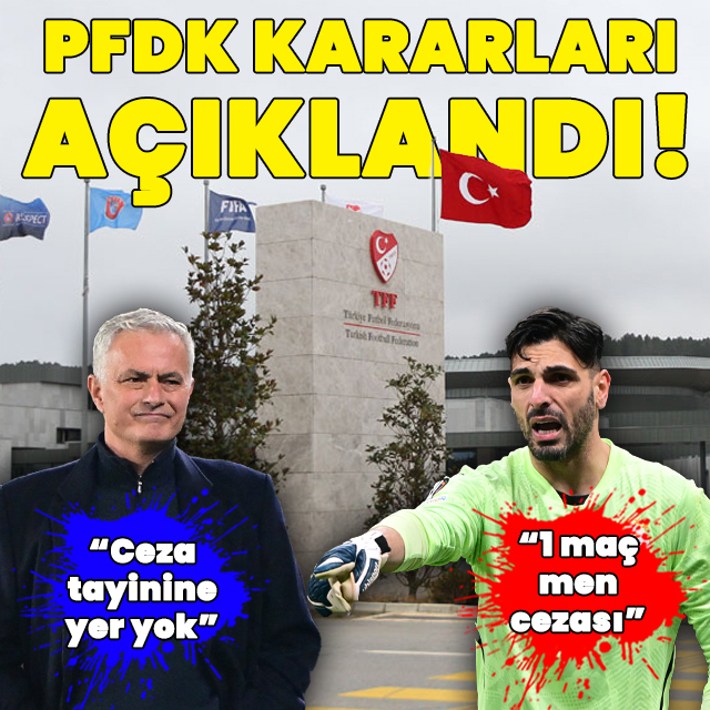 PFDK'dan Mourinho ve Günay kararı!