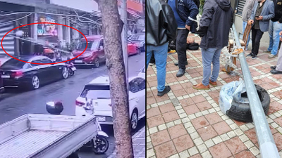 Aydınlatma direği üzerine devrildi