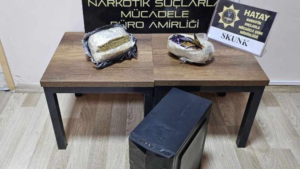 Bilgisayar kasasından uyuşturucu çıktı