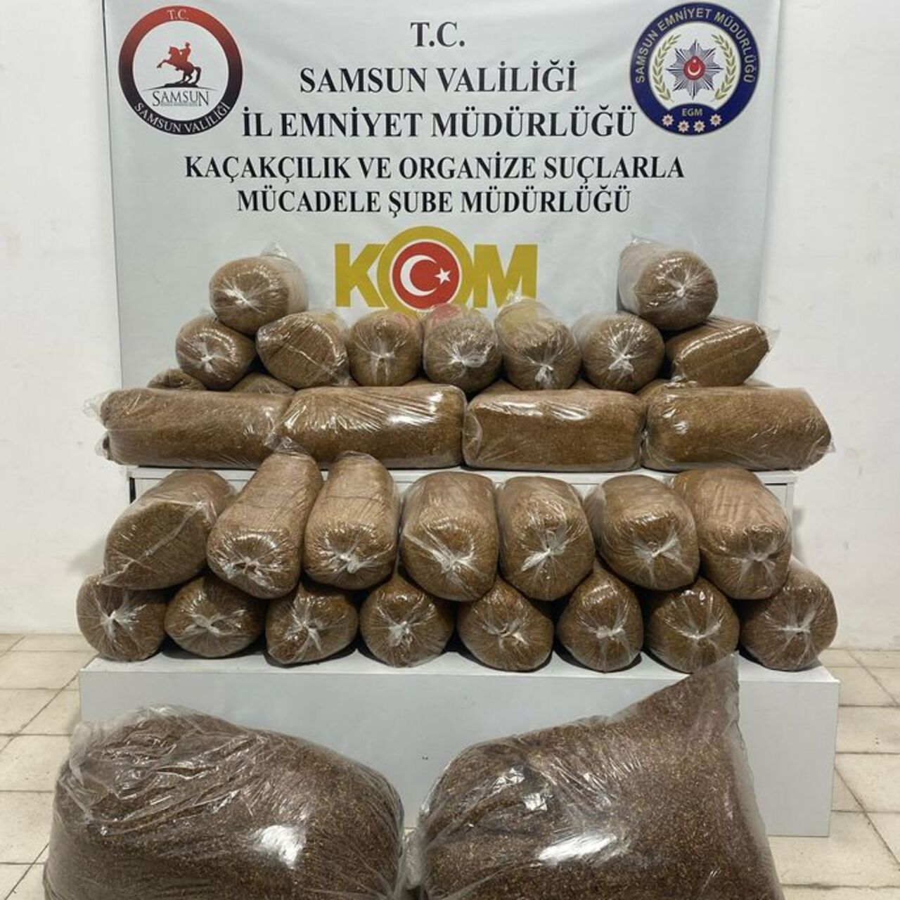 210 kilogram kaçak tütün ele geçirildi