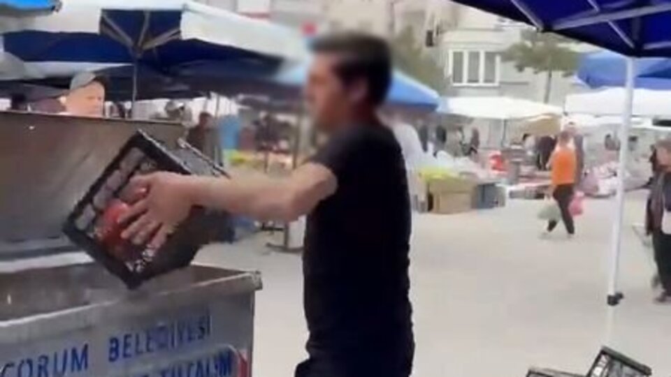 Domatesleri tepki için çöpe döken pazarcıya milyonluk ceza