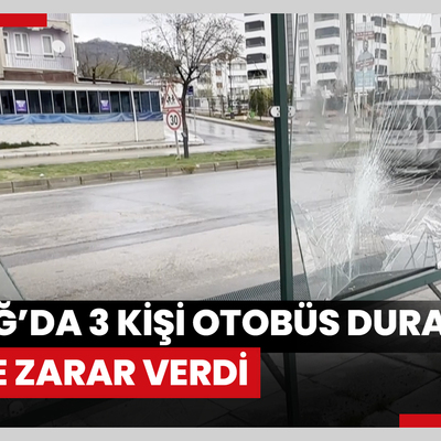 Elazığ’da 3 kişi otobüs durağına böyle zarar verdi