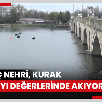Edirne'de yetersiz yağışlar nedeniyle Meriç Nehri, kurak yaz ayı değerlerinde akıyor