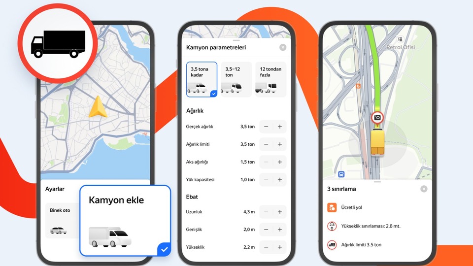 Kamyonlara özel navigasyon özelliği Türkiye'de