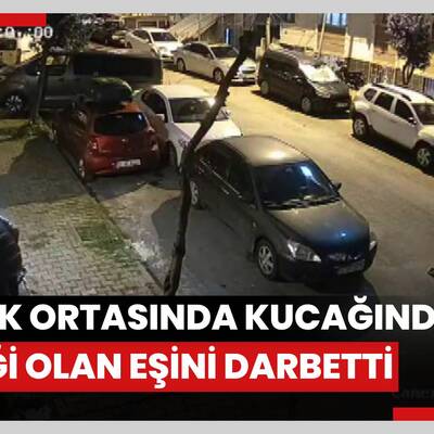 Gaziosmanpaşa sokak ortasında kucağında bebeği olan eşini darbetti