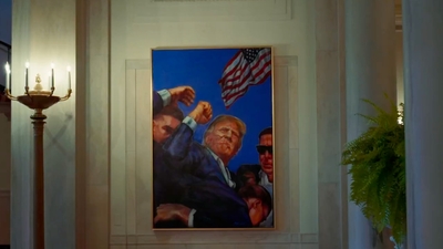 Beyaz Saray'da Trump'a suikast girişimini tasvir eden tablo