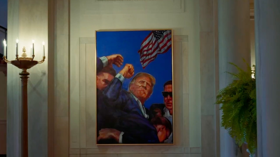 Beyaz Saray'da Trump'a suikast girişimini tasvir eden tablo