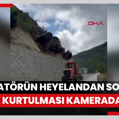 Artvin’de operatörün heyelandan son anda kurtulması kamerada