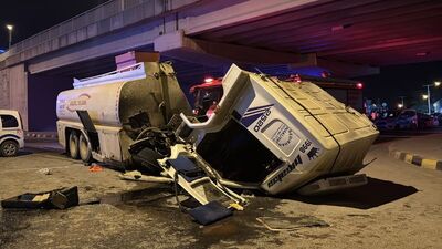 Freni arızalanan su tankeri kaza yaptı: 1 ölü, 1 yaralı