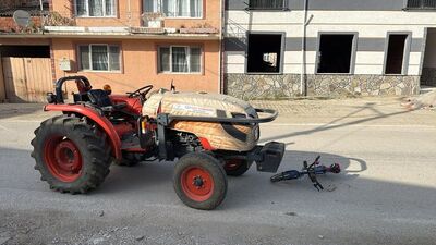 Traktör bisikletli çocuğa çarptı