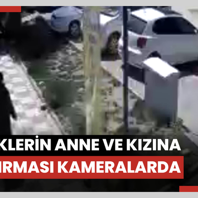 Sahipsiz köpeklerin anne ve kızına saldırması güvenlik kamerasında