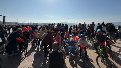 Bandırma'da çocuklar pedal çevirdi